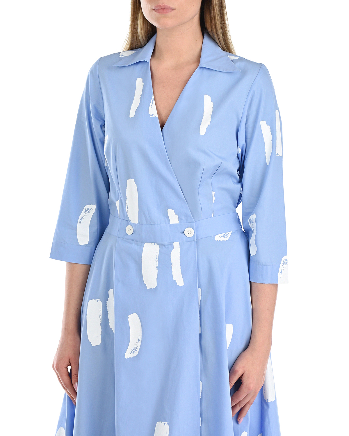 Голубое платье с абстрактным принтом LOVE BIRDS, размер 40, цвет голубой - фото 6