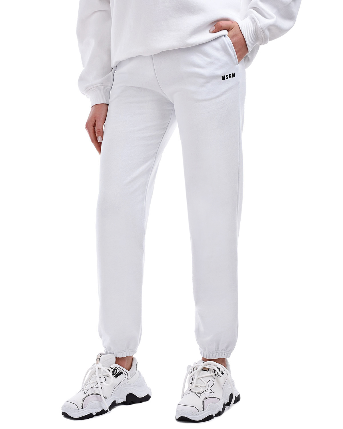 Спортивные брюки на резинке MSGM, размер 38, цвет белый - фото 7