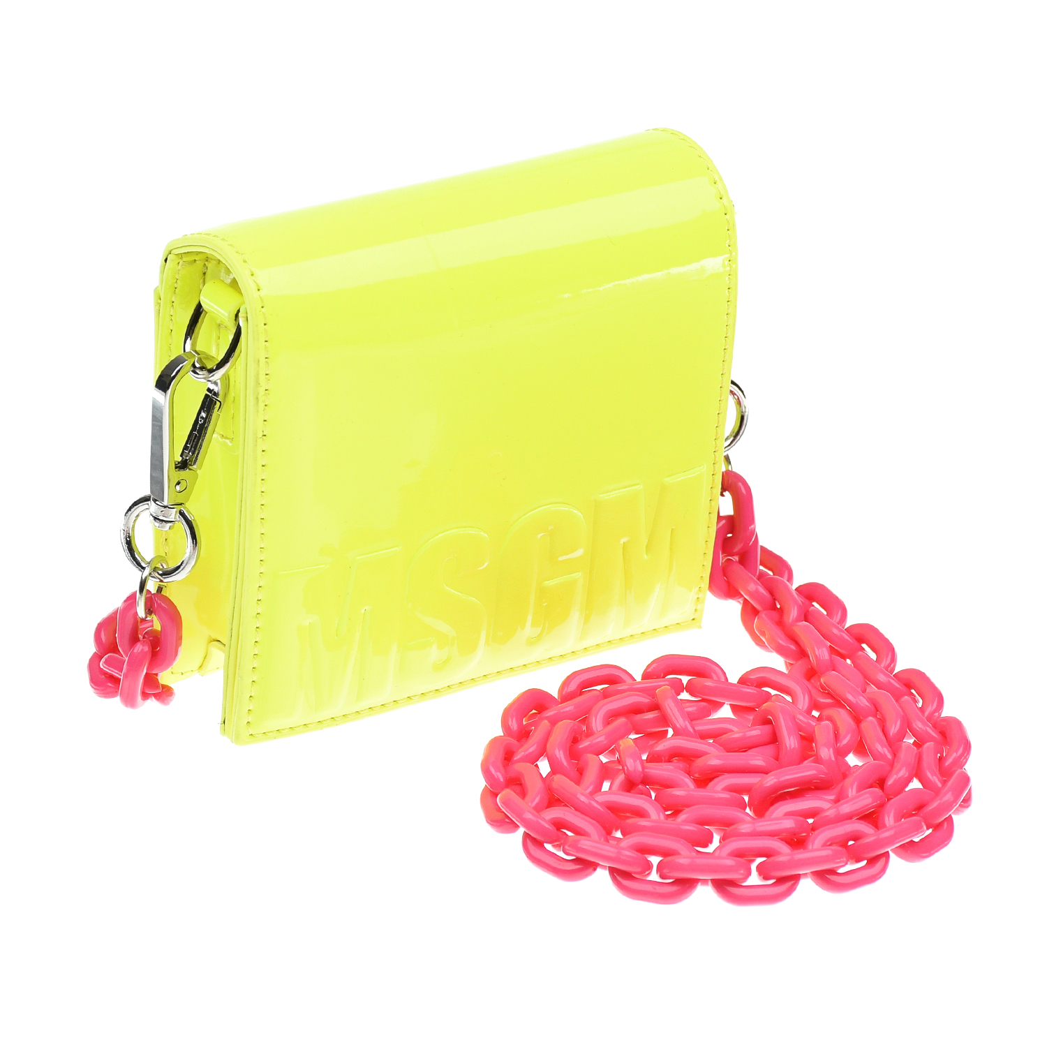 Желтая сумка с розовой цепочкой, 12x11x3 см MSGM детская, размер unica, цвет желтый - фото 3