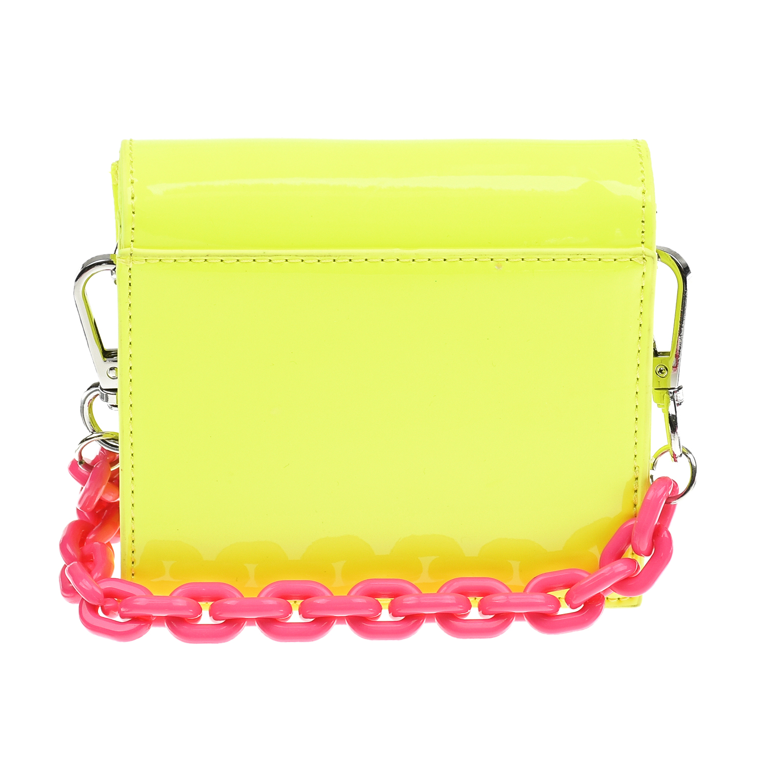 Желтая сумка с розовой цепочкой, 12x11x3 см MSGM детская, размер unica, цвет желтый - фото 4