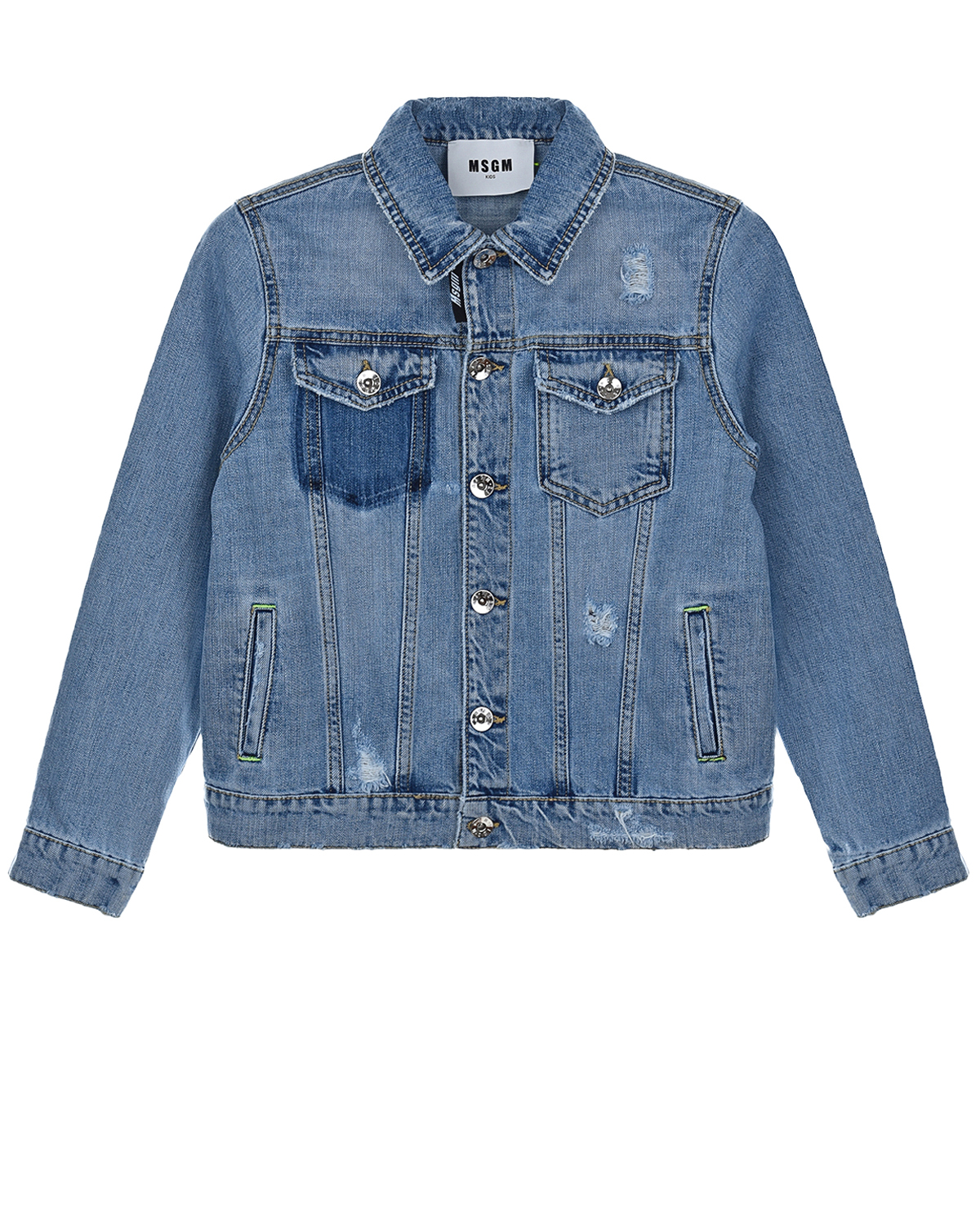 Голубая джинсовая куртка MSGM детская, размер 140, цвет голубой - фото 1