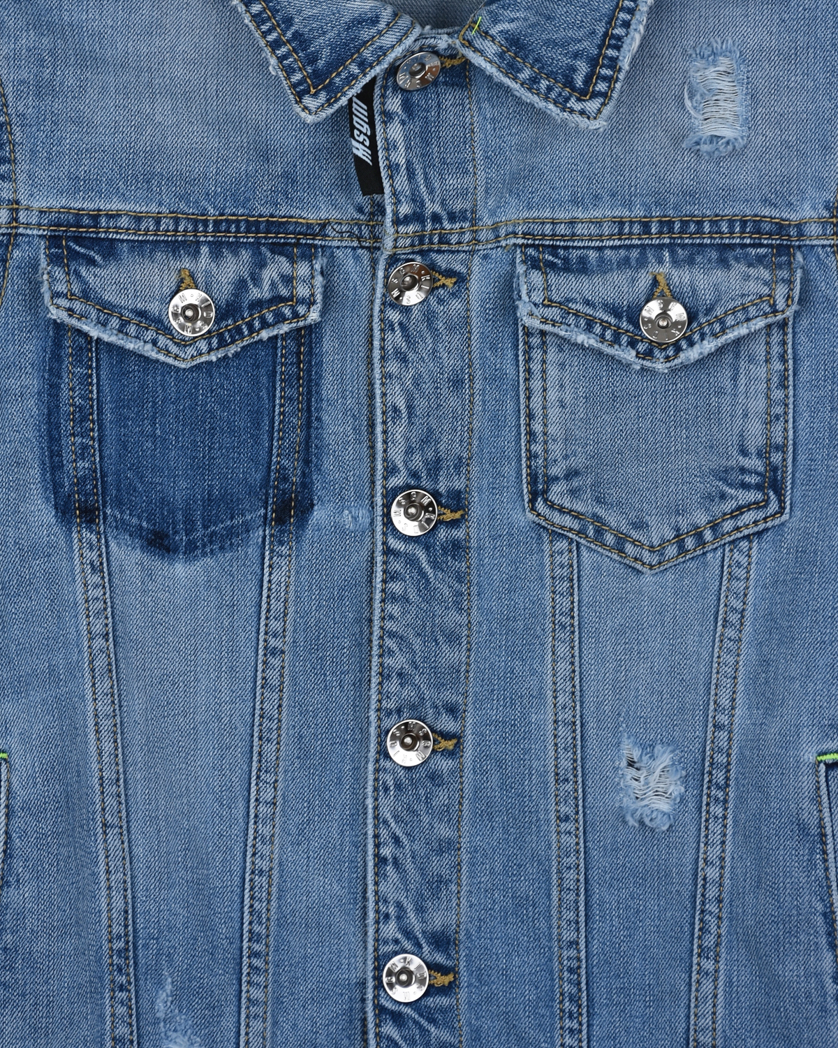 Голубая джинсовая куртка MSGM детская, размер 140, цвет голубой - фото 3