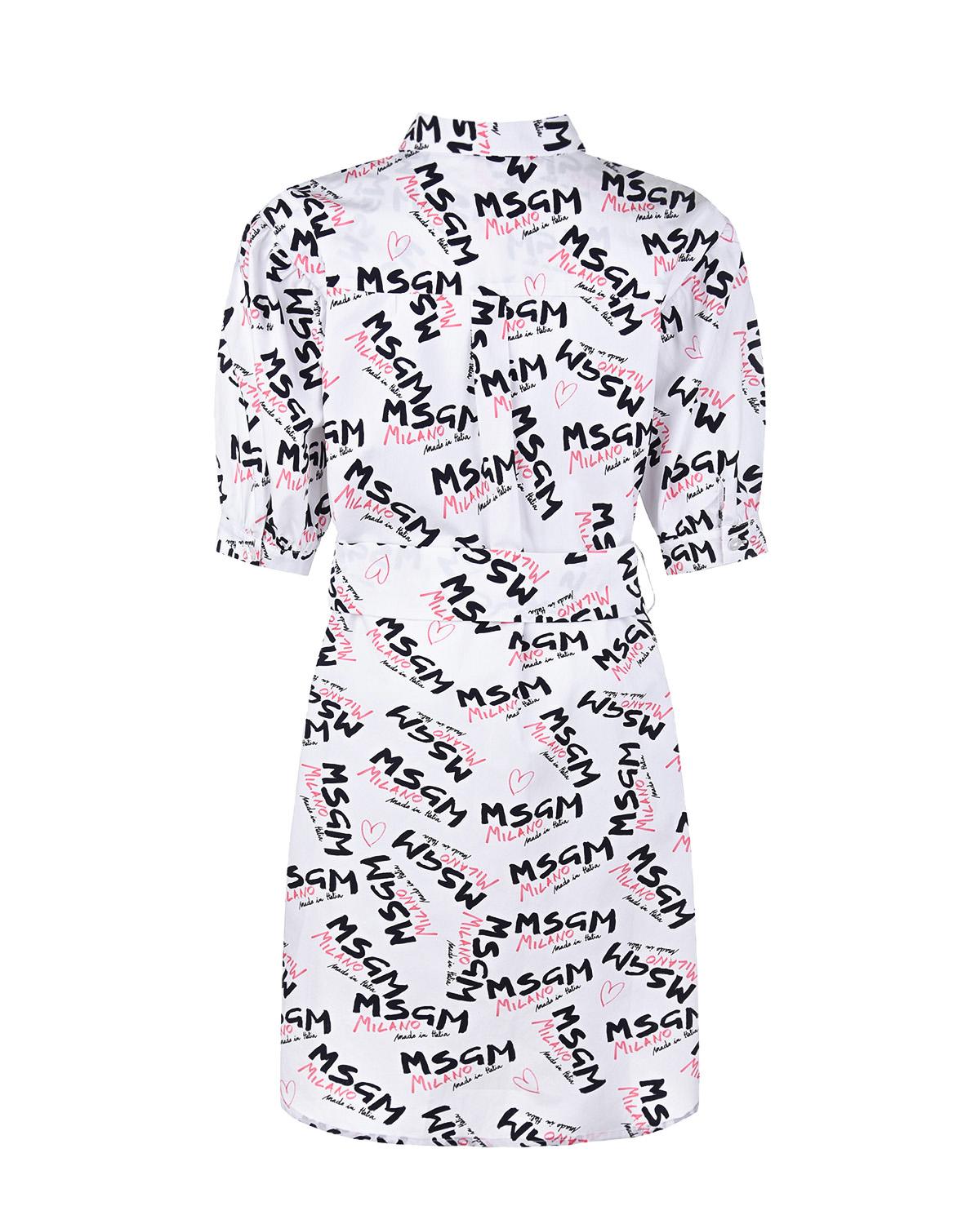 Платье-рубашка с поясом MSGM детское, размер 152, цвет белый - фото 3