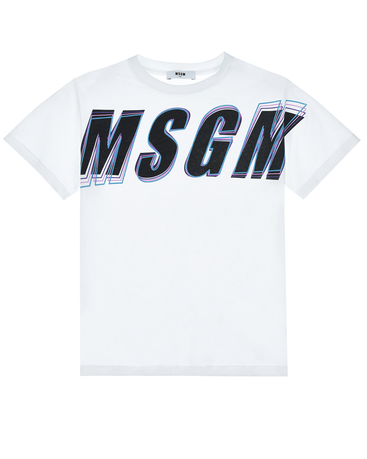 Белая футболка с черным логотипом MSGM детская, размер 104, цвет белый - фото 1