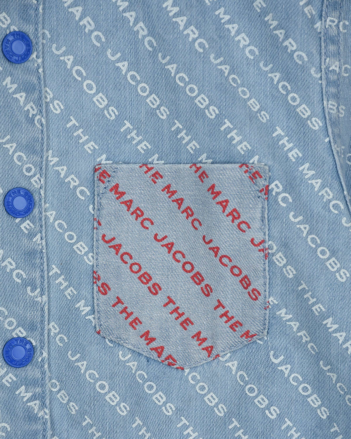 Голубая рубашка с накладными карманами Marc Jacobs (The) детская, размер 140, цвет голубой Голубая рубашка с накладными карманами Marc Jacobs (The) детская - фото 3