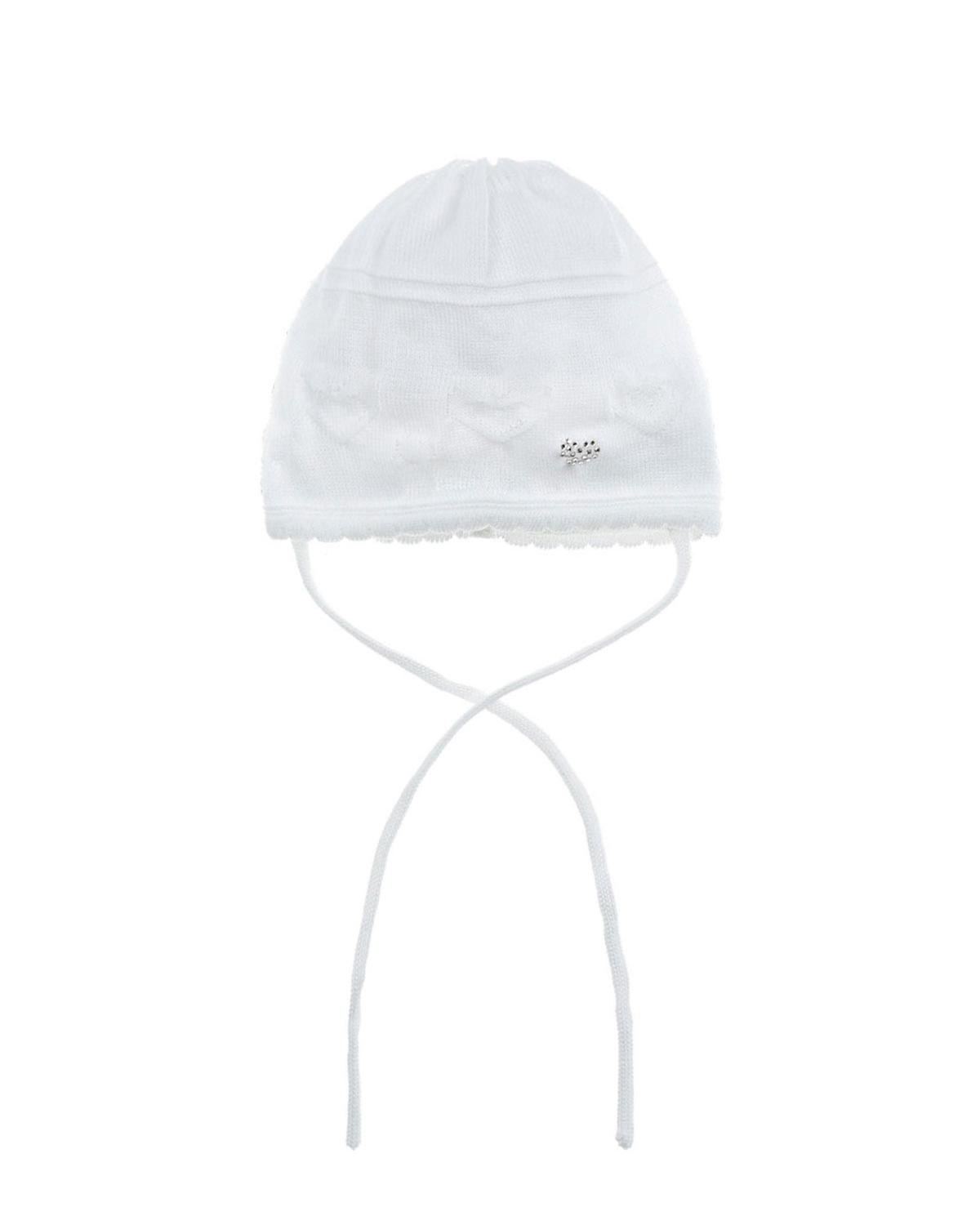 Белая шапка со стразами Swarovski MaxiMo детская, размер 37, цвет белый - фото 1