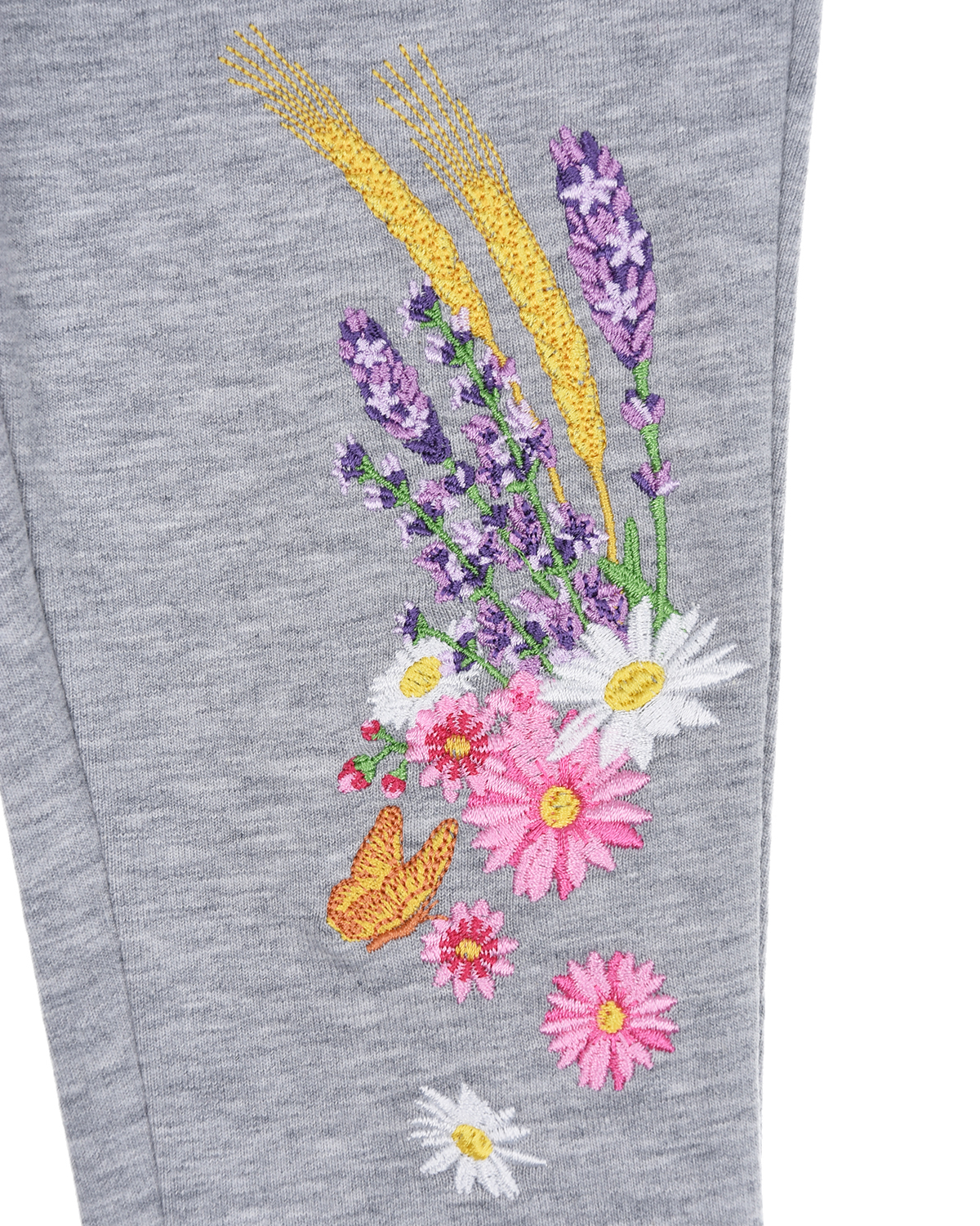 Серые спортивные брюки с цветочным принтом Monnalisa детские, размер 74 - фото 3