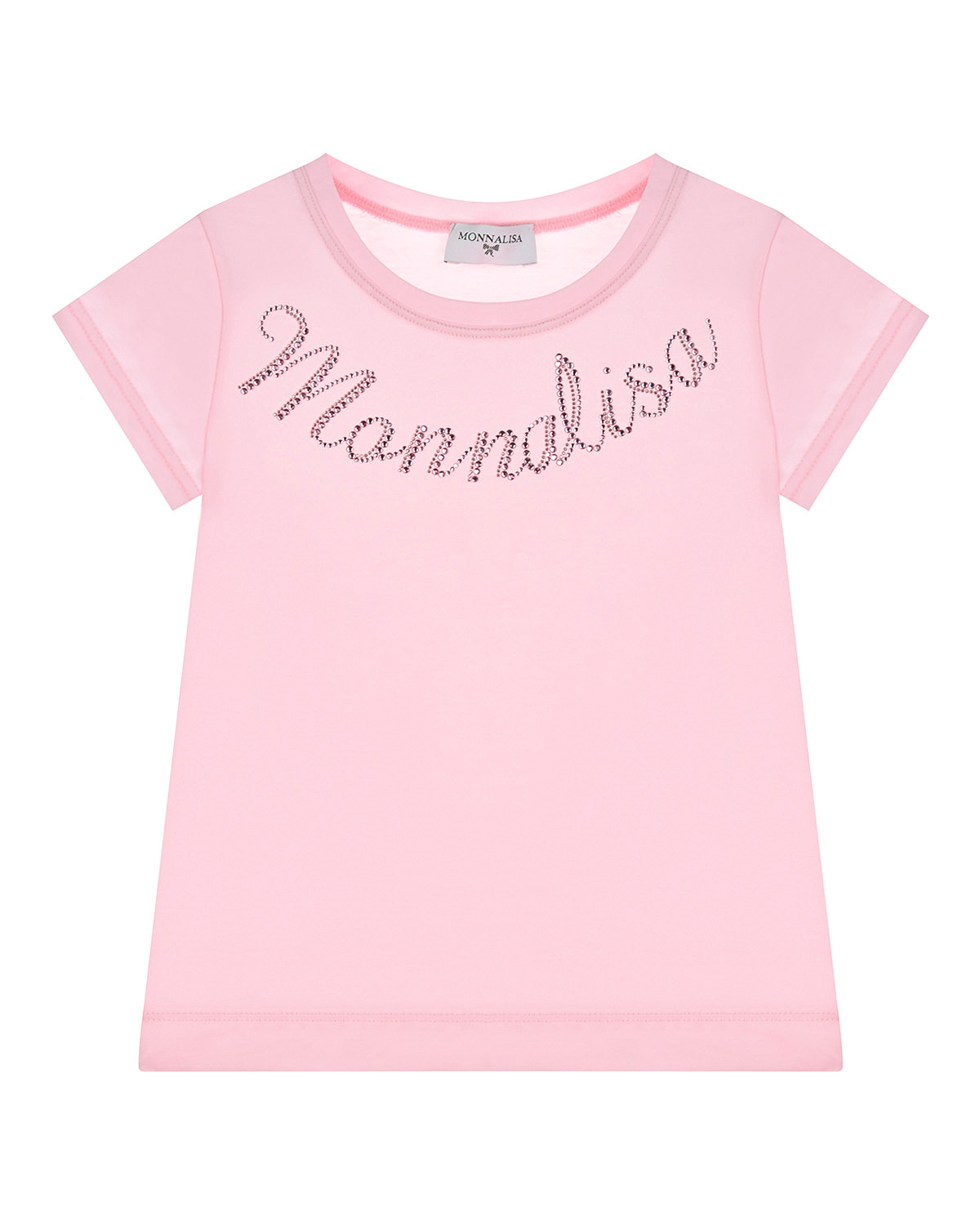 Розовая футболка с логотипом из страз Monnalisa детская, размер 104, цвет розовый - фото 1