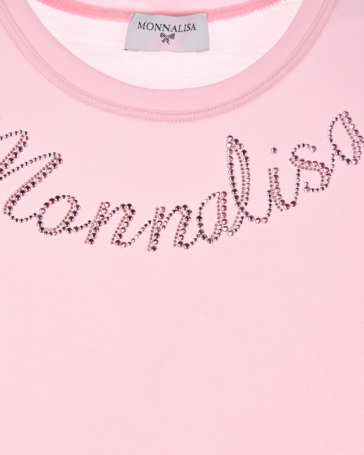 Розовая футболка с логотипом из страз Monnalisa детская, размер 104, цвет розовый - фото 3