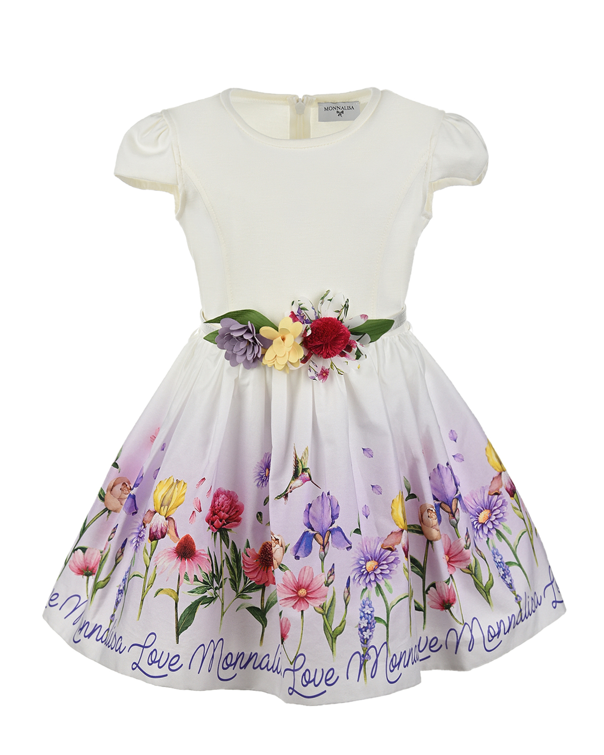 Платье с цветочным принтом на юбке Monnalisa детское, размер 104 - фото 1