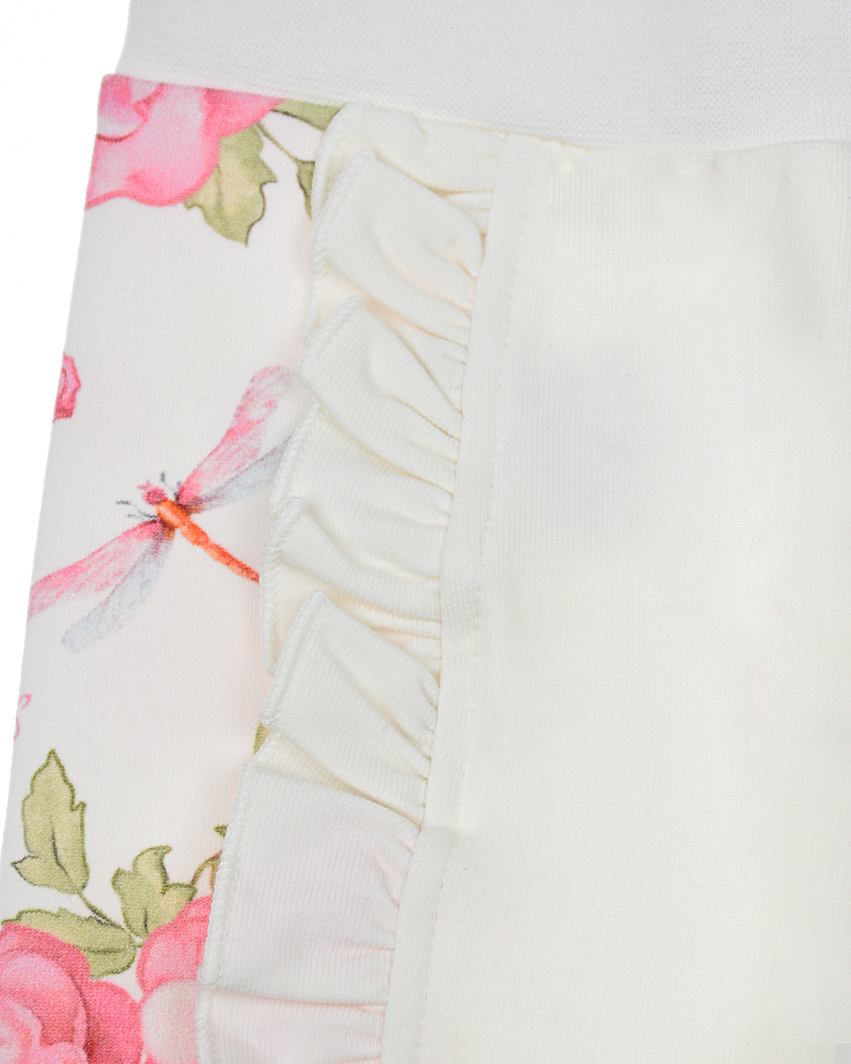 Белые спортивные брюки с принтом "розы" Monnalisa детские, размер 80, цвет белый - фото 3
