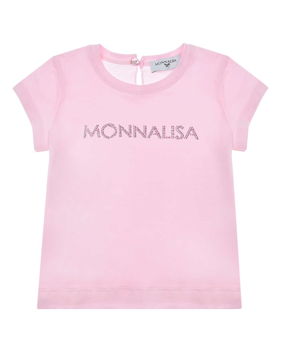 Розовая футболка со стразами Monnalisa детская, размер 92, цвет розовый - фото 1