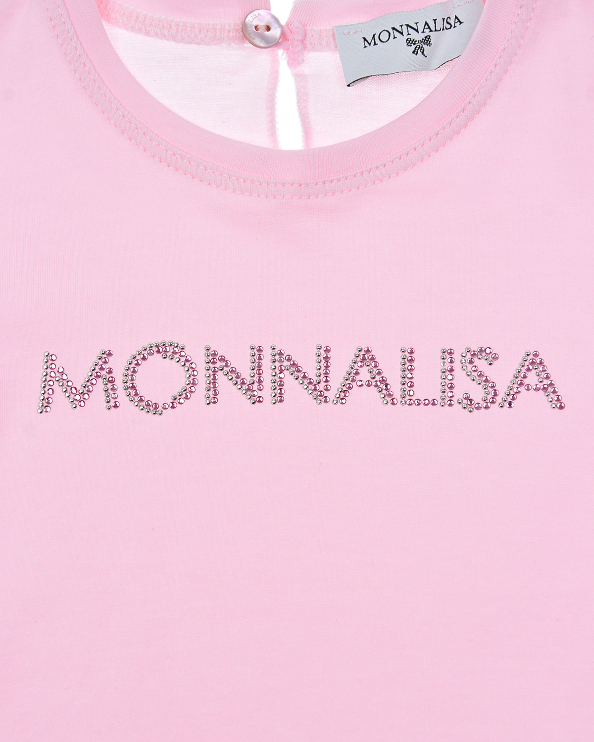 Розовая футболка со стразами Monnalisa детская, размер 92, цвет розовый - фото 3