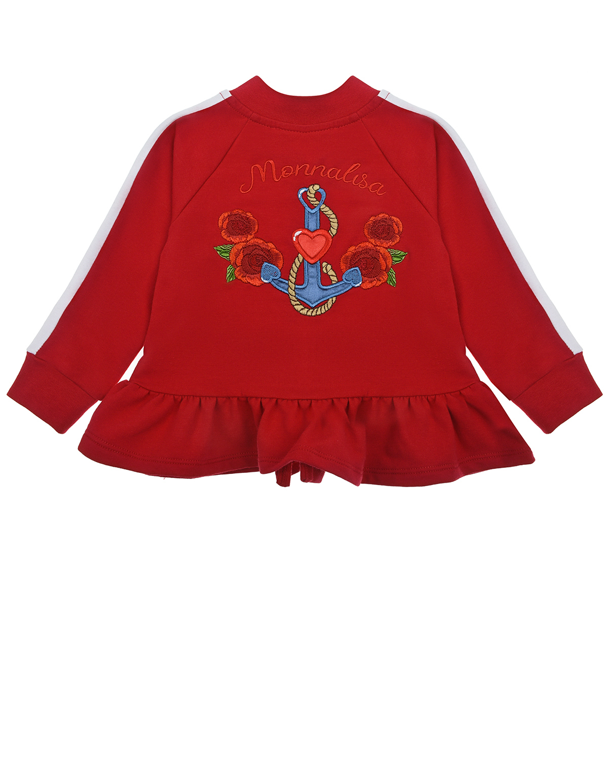 Красная спортивная куртка с воланом Monnalisa детская, размер 86, цвет красный - фото 2