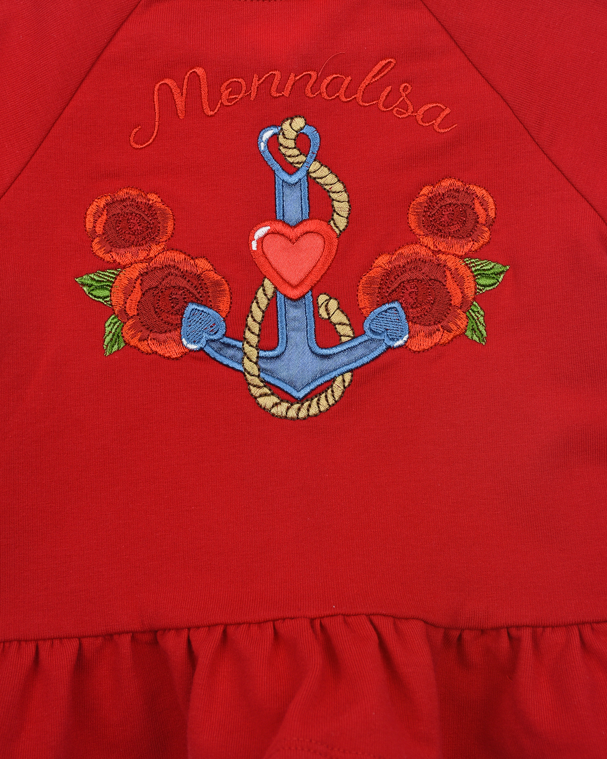 Красная спортивная куртка с воланом Monnalisa детская, размер 86, цвет красный - фото 4