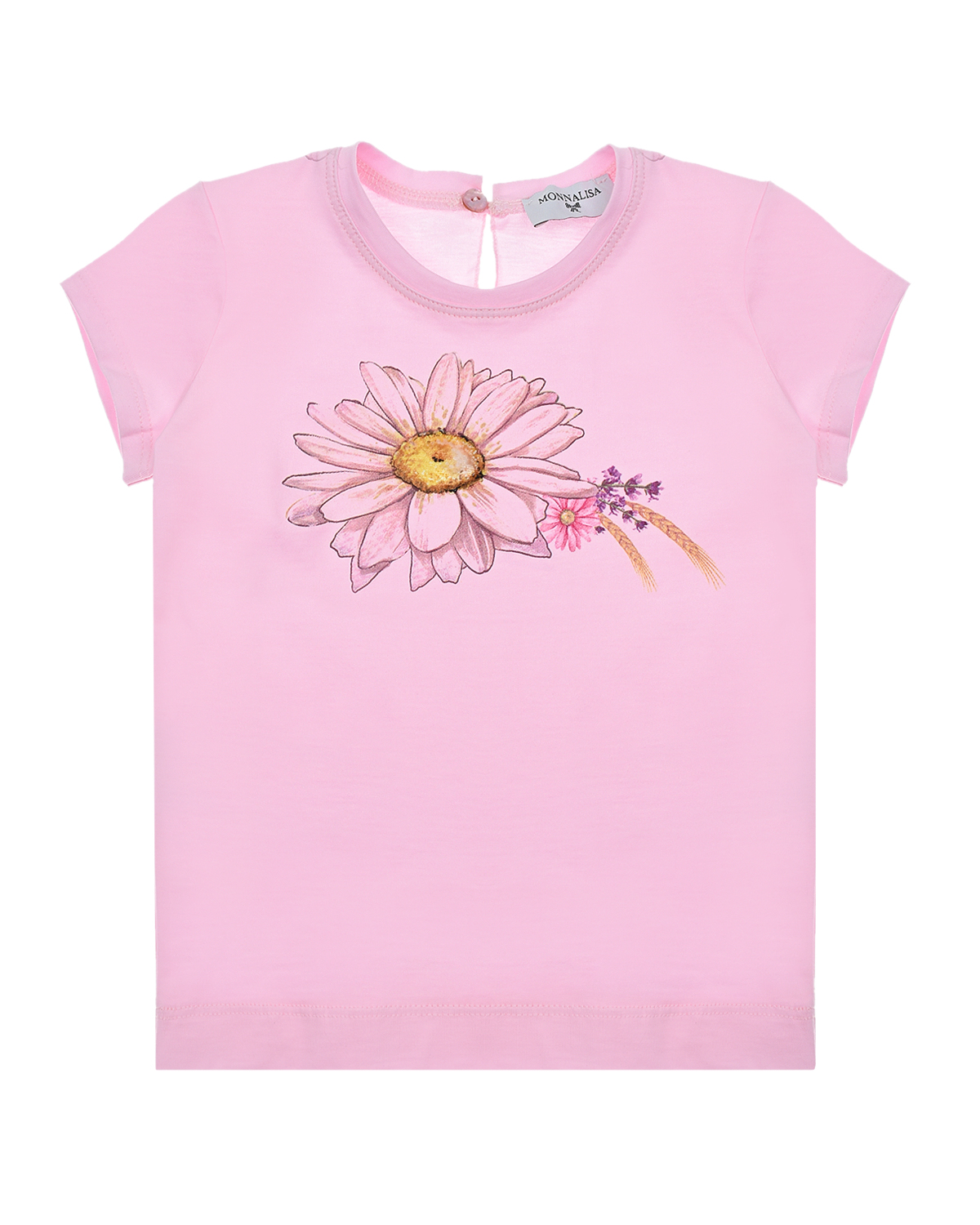 Розовая футболка с принтом "ромашка" Monnalisa детская, размер 92, цвет розовый - фото 1