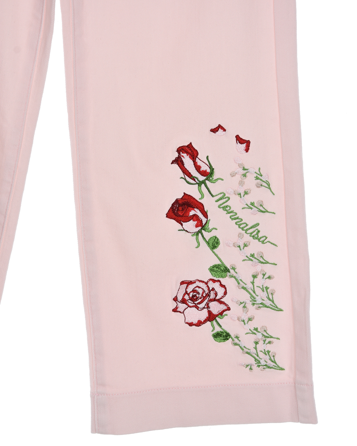 Розовые брюки с вышивкой "розы" Monnalisa детские, размер 116, цвет розовый - фото 3