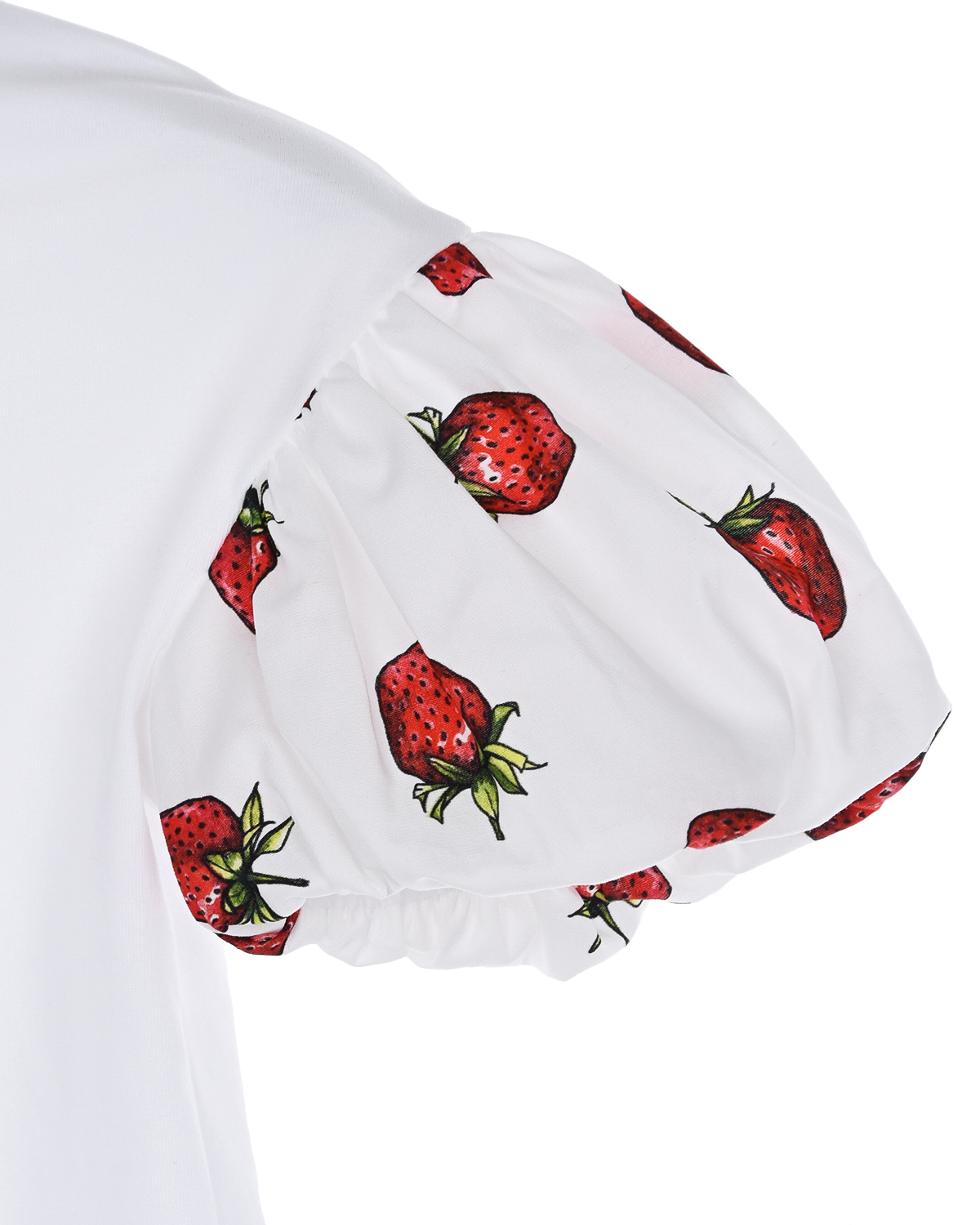 Белая футболка с принтом "клубника" Monnalisa детская, размер 104, цвет белый - фото 4