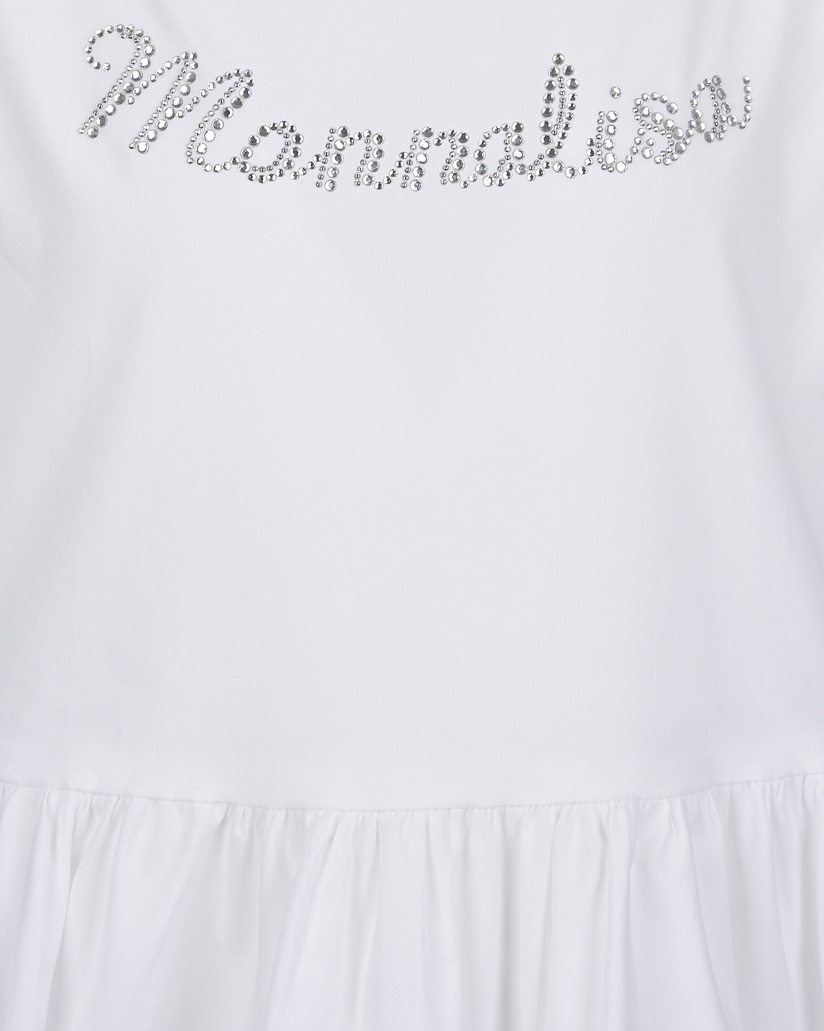 Белое платье с логотипом из страз Monnalisa детское, размер 104, цвет белый - фото 3