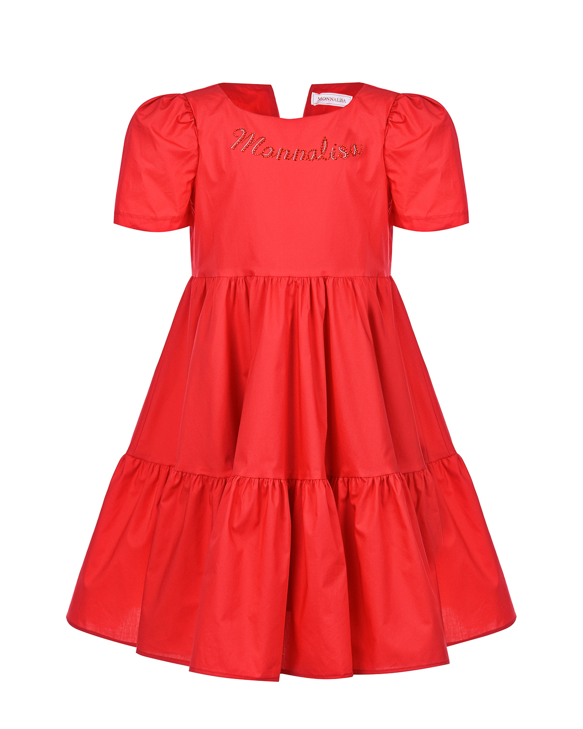 Красное платье с логотипом из страз Monnalisa детское, размер 104, цвет красный - фото 1