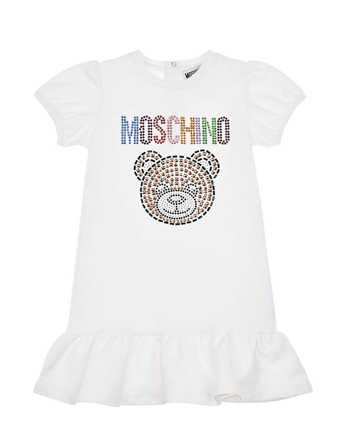 Белое платье с логотипом Moschino детское, размер 86, цвет белый - фото 1