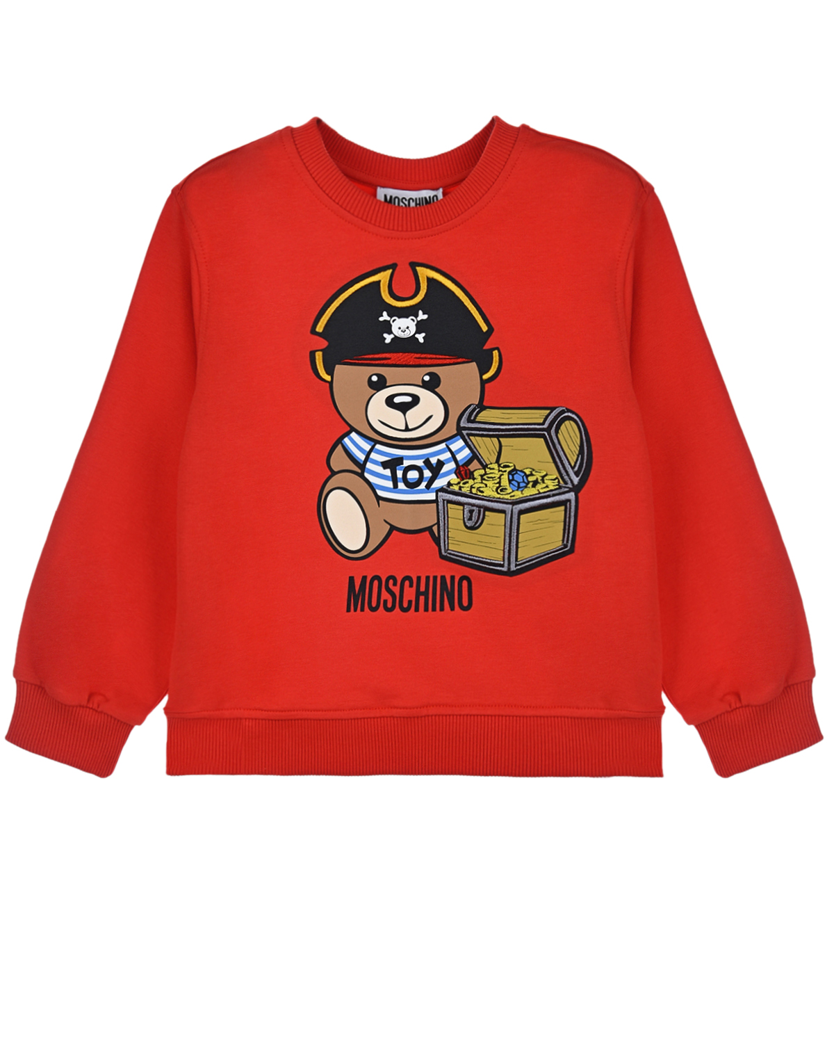 

Красный свитшот с аппликацией "Мишка пират" Moschino