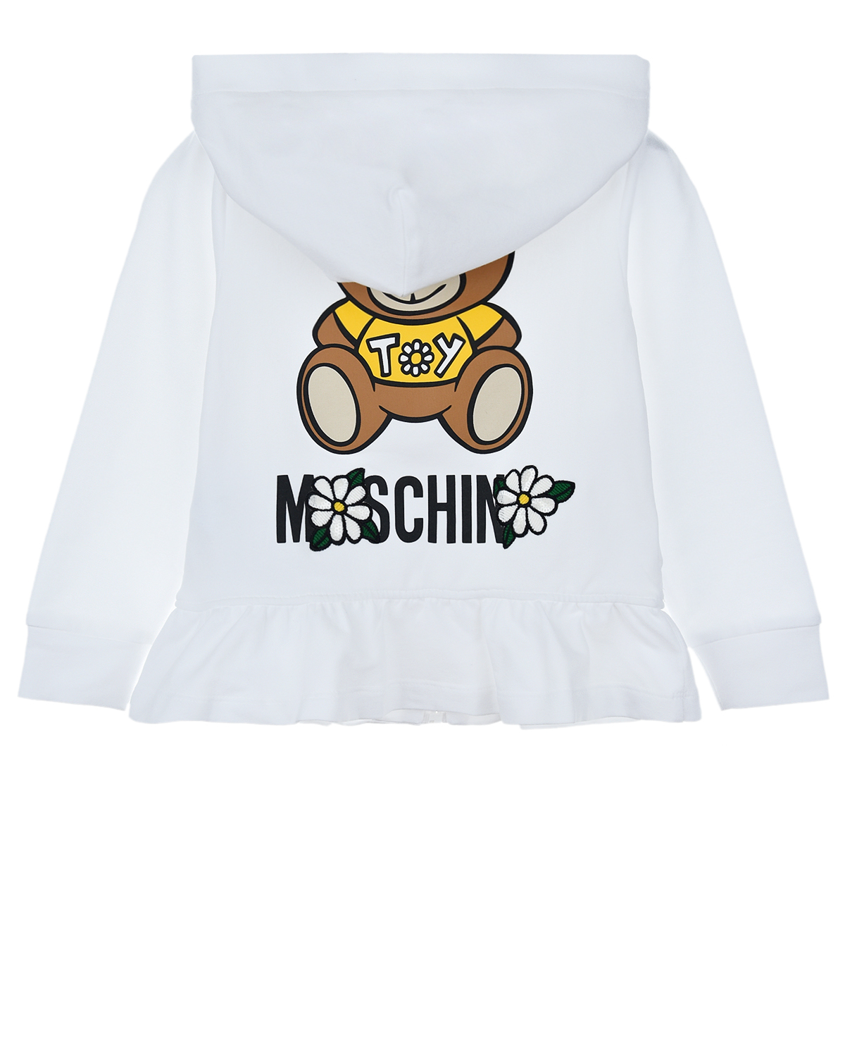 Белая спортивная куртка с оборкой Moschino детская, размер 116, цвет белый - фото 2
