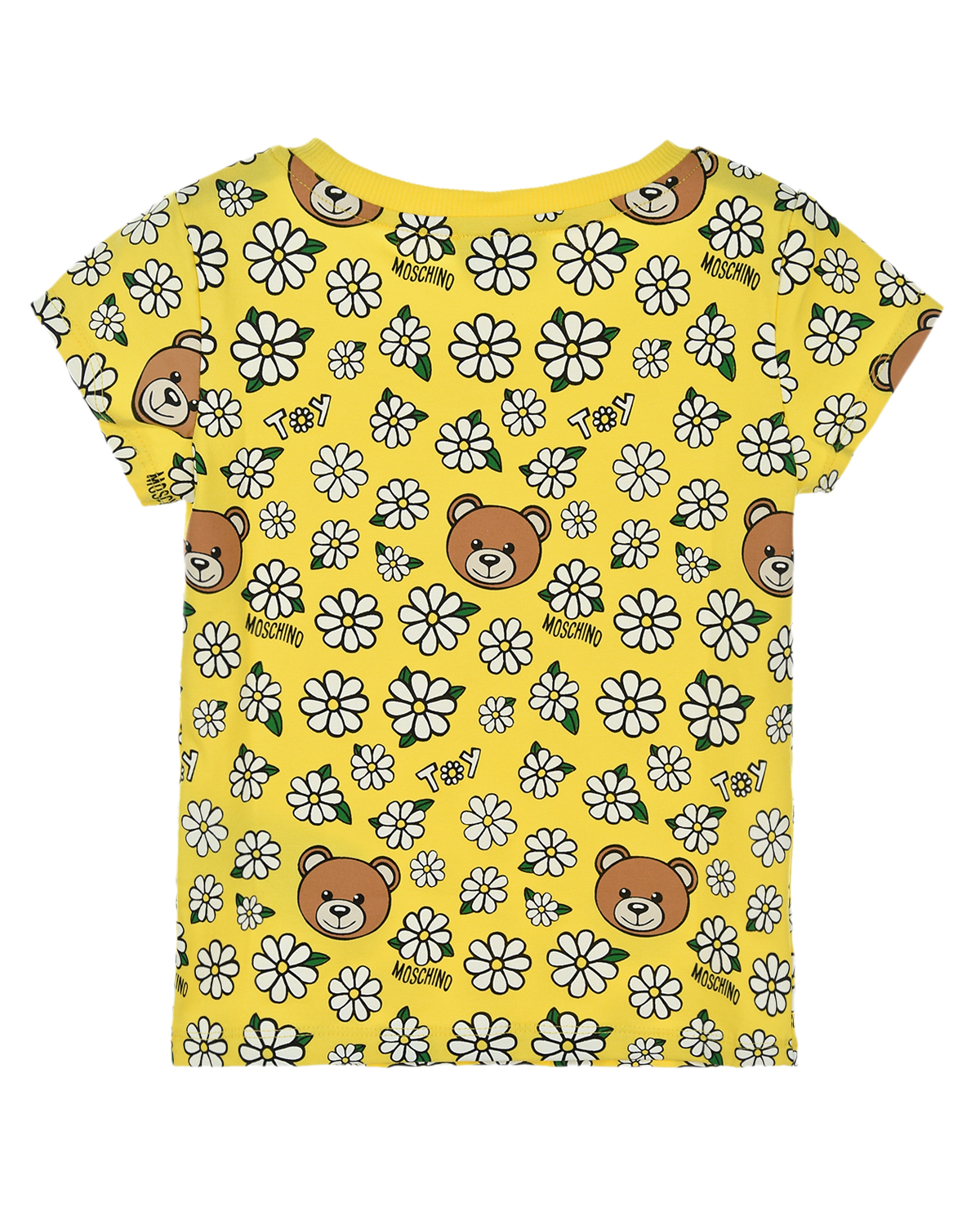Желтая футболка с принтом "Мишка и ромашки" Moschino детская, размер 140, цвет желтый - фото 2