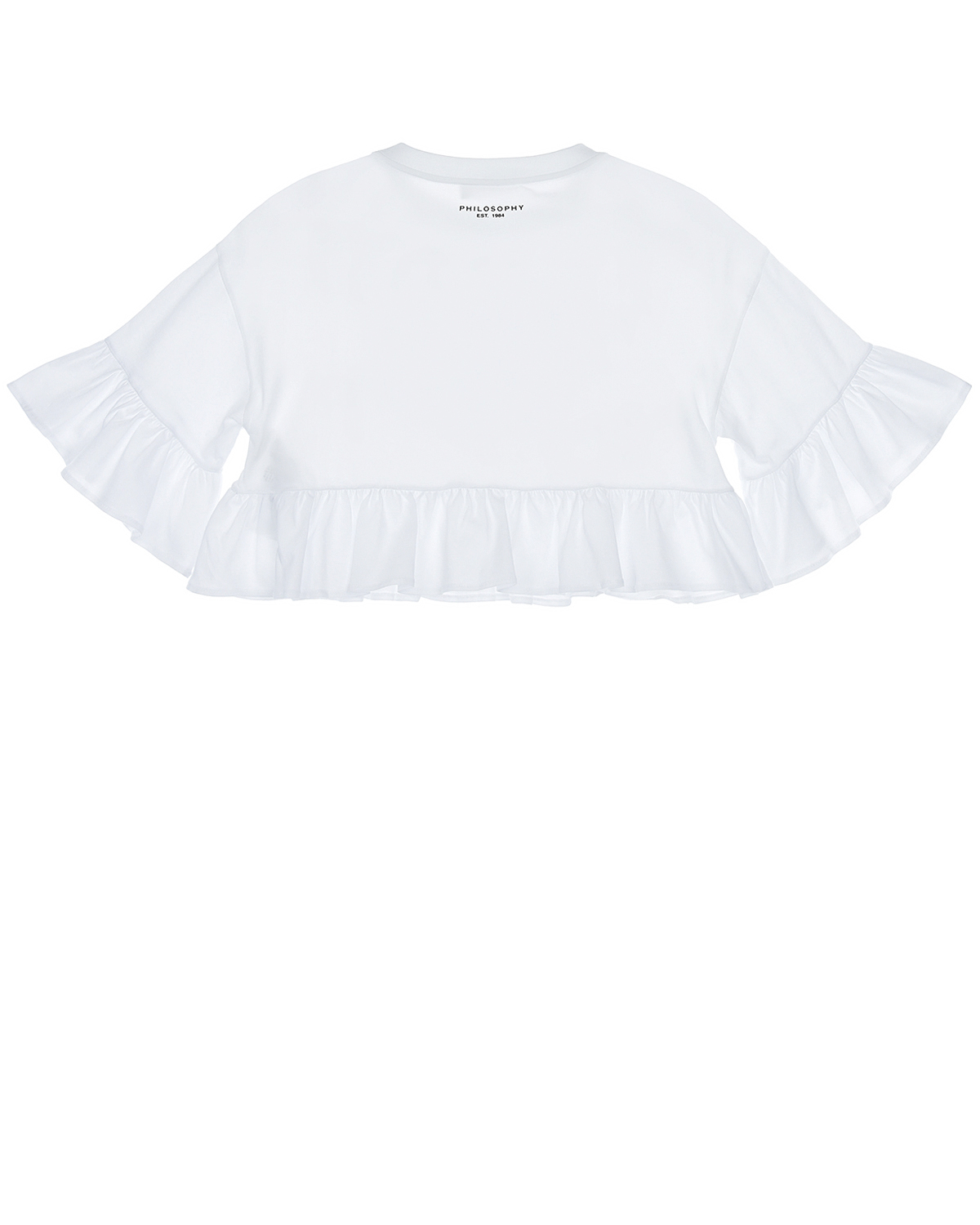 Белая футболка с рюшами Philosophy детская, размер 140, цвет белый - фото 3