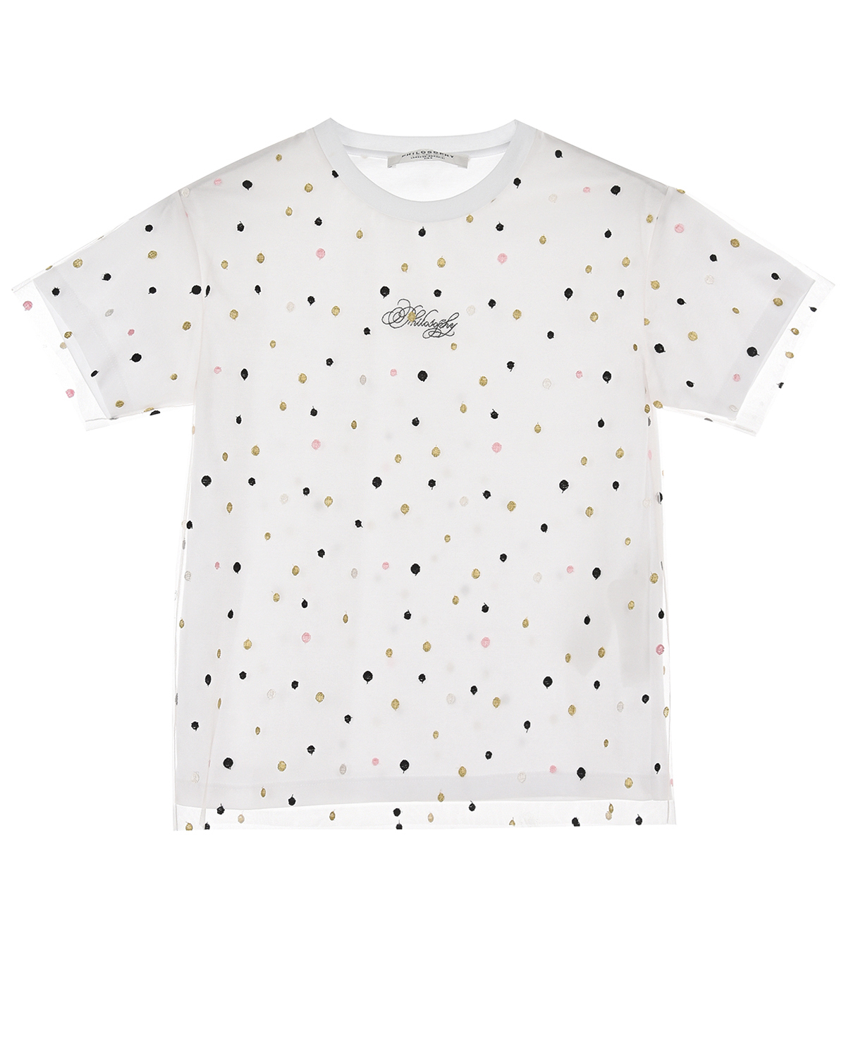 Кремовая футболка в горошек Philosophy детская, размер 164, цвет кремовый - фото 1
