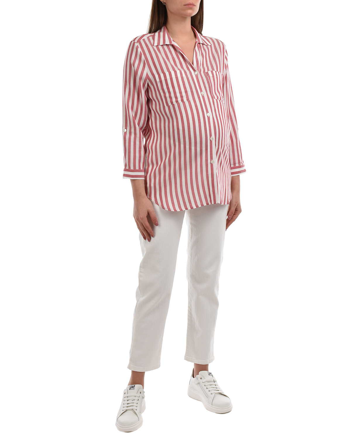 Рубашка для беременных Daniela в бело-красную полоску Pietro Brunelli, размер 38, цвет красный - фото 2