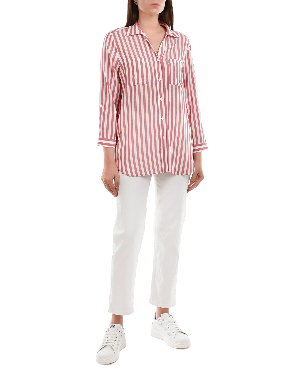 Рубашка для беременных Daniela в бело-красную полоску Pietro Brunelli, размер 38, цвет красный - фото 4