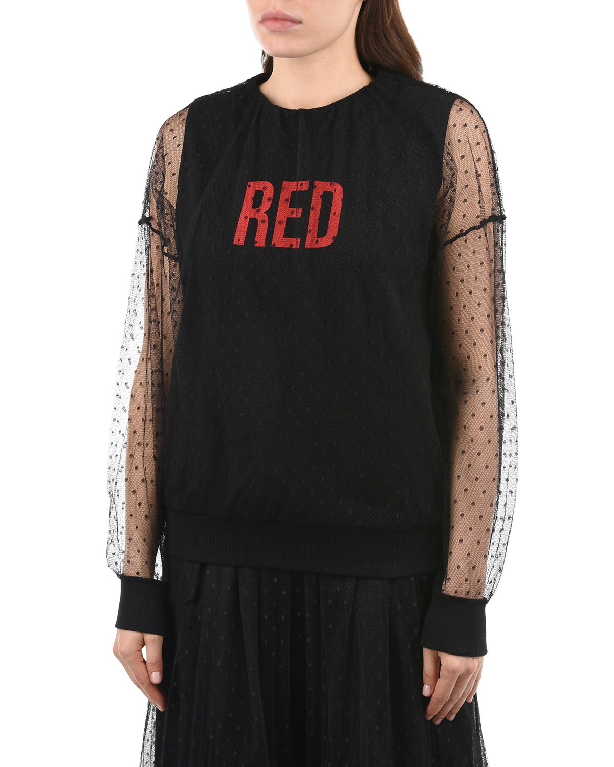 Черный джемпер с рукавами из фатина Red Valentino, размер 38 - фото 8
