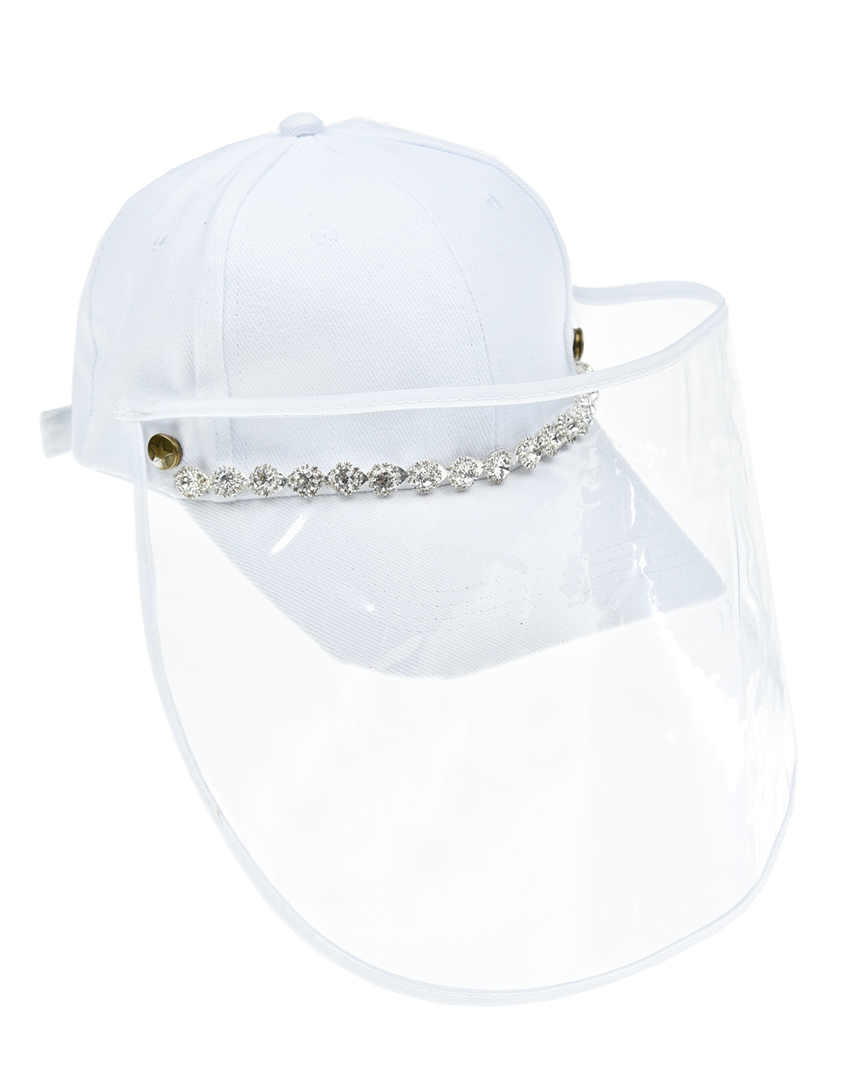 Белая кепка со стразами и защитным экраном Regina детская, размер 56, цвет белый - фото 3