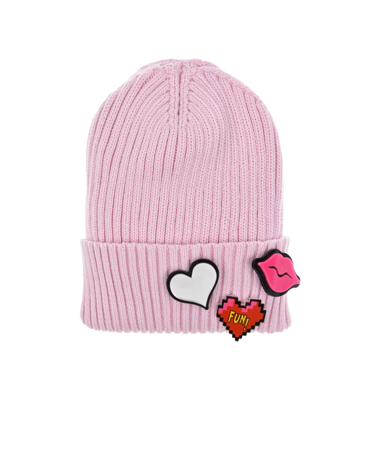 Розовая шапка со значками Regina детская, размер 53, цвет розовый - фото 1