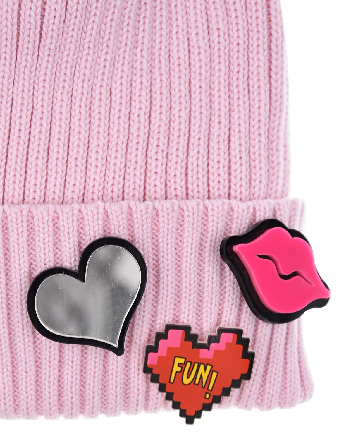 Розовая шапка со значками Regina детская, размер 53, цвет розовый - фото 3