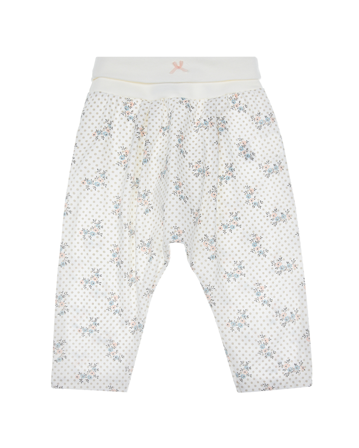 Спортивные брюки с принтом в горошек Sanetta fiftyseven детские, размер 62, цвет белый - фото 1