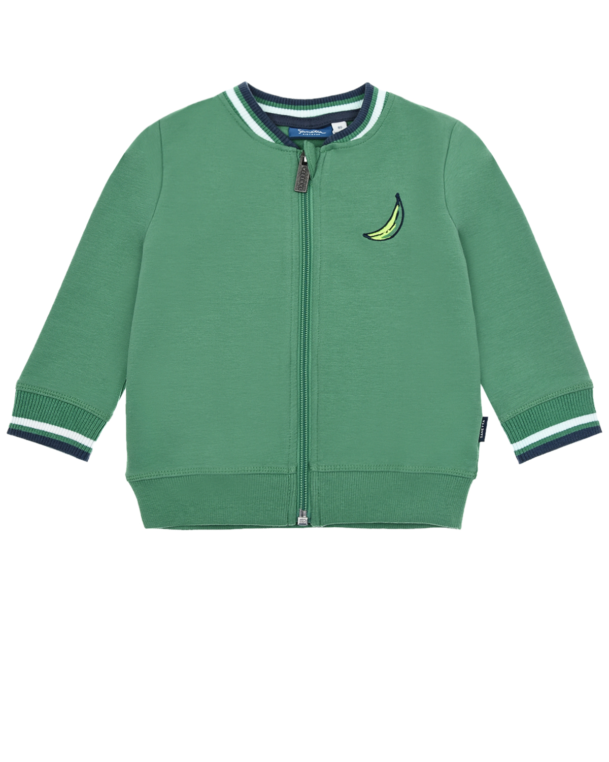 Зеленая спортивная куртка с принтом "обезьяна" Sanetta Kidswear детская, размер 62, цвет зеленый - фото 1