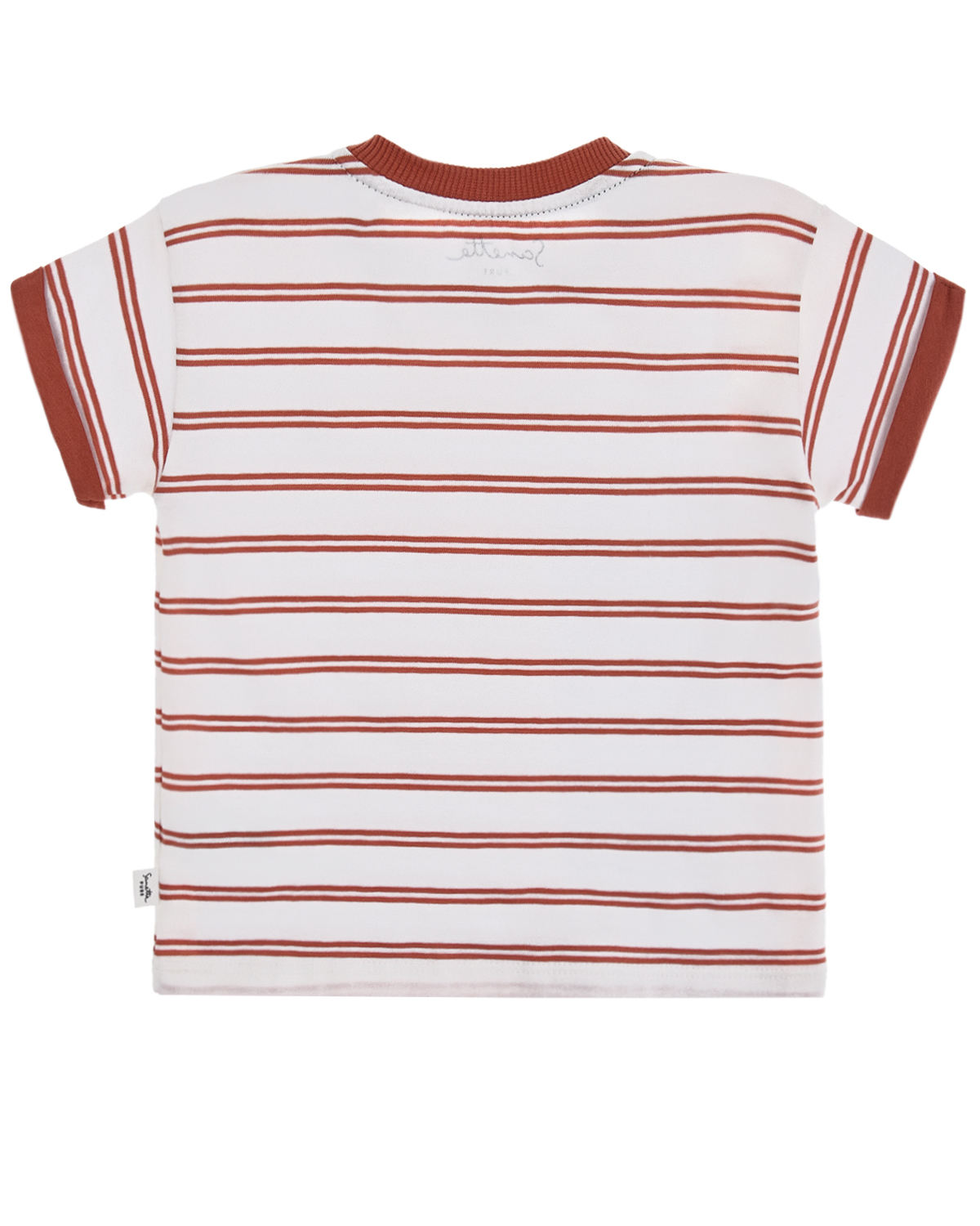 Белая футболка в красную полоску Sanetta Pure детская, размер 68, цвет белый - фото 2