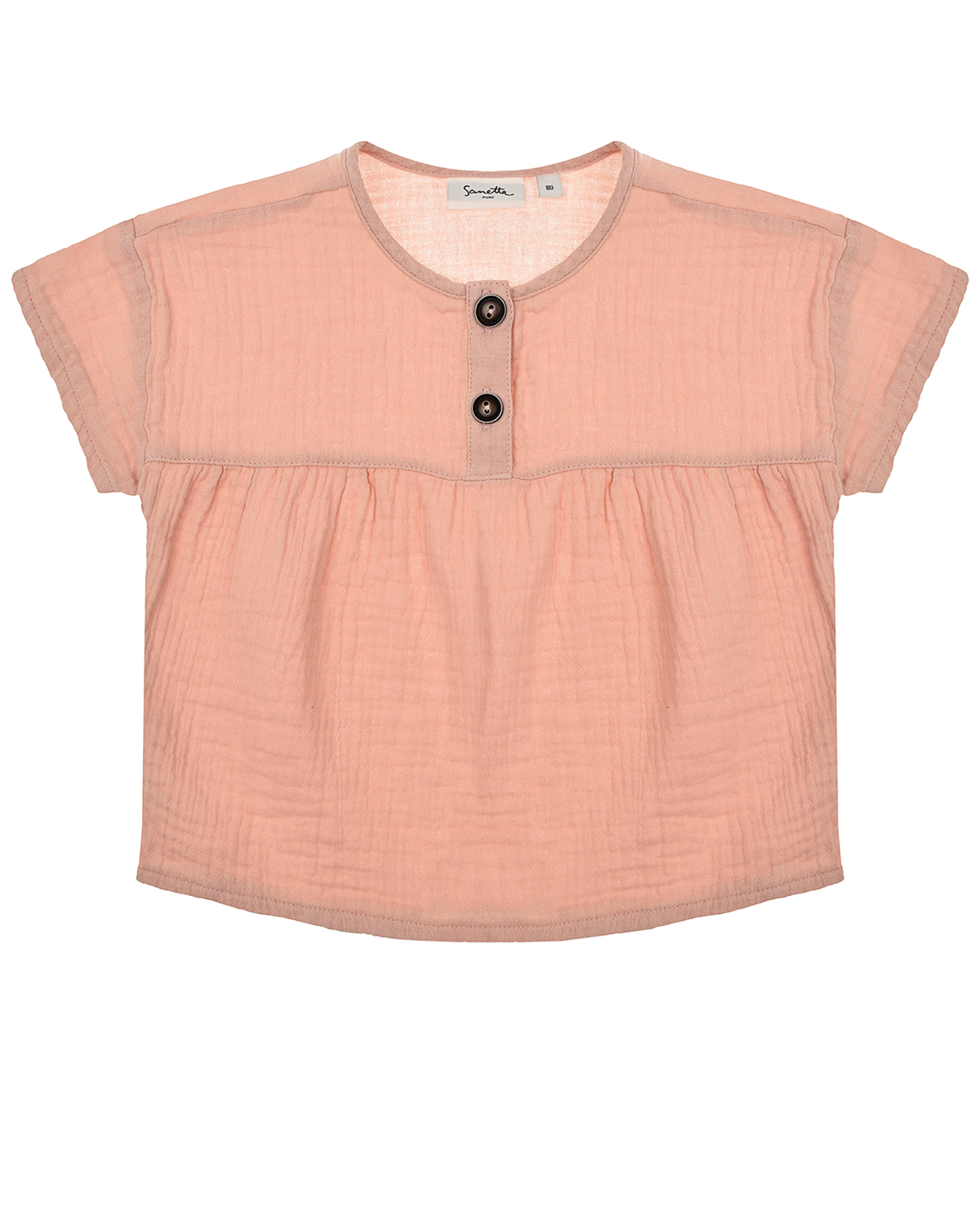 Пудровая футболка из хлопка Sanetta Pure детская, размер 74, цвет розовый - фото 1