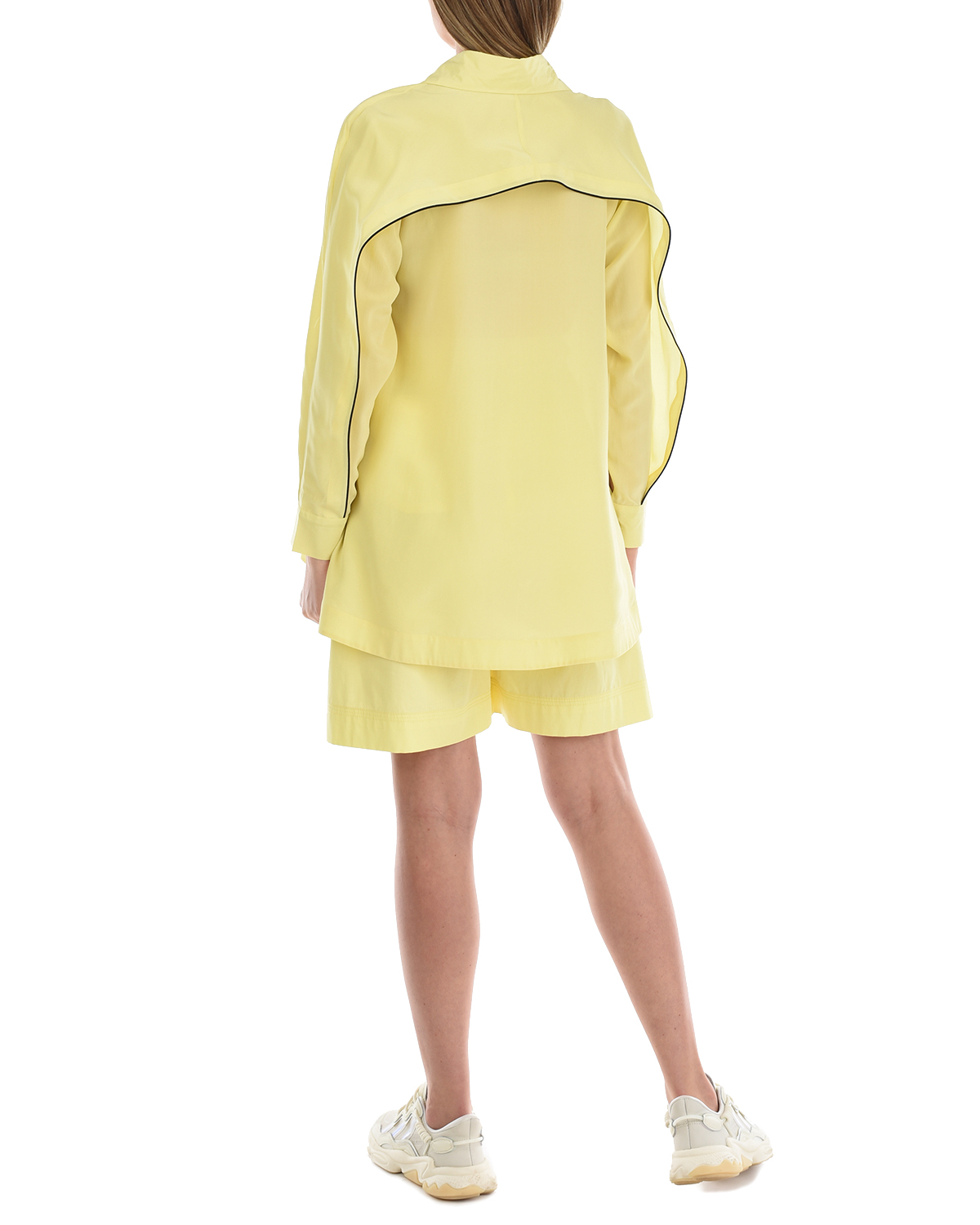 Шелковая блуза лимонного цвета LOVE BIRDS, размер 40 - фото 6