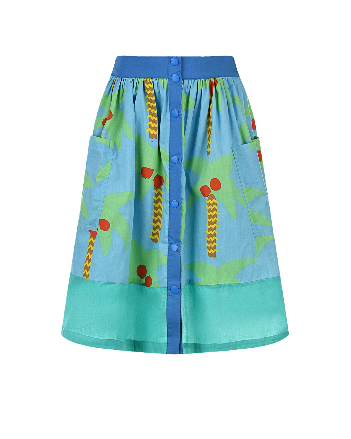 Бирюзовая юбка с принтом "пальмы" Stella McCartney детская, размер 128, цвет нет цвета - фото 1