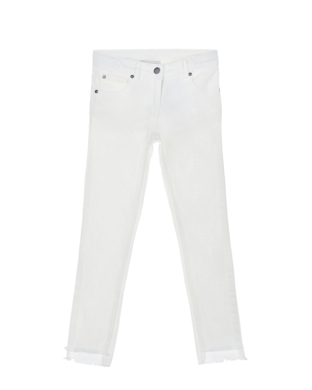 Белые джинсы с отделкой бахромой по краю Stella McCartney детские, размер 128, цвет белый - фото 1