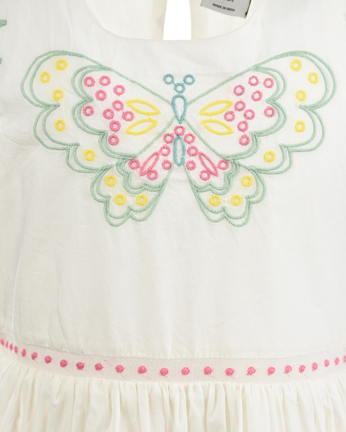 Белый сарафан с вышивкой "бабочки" Stella McCartney детский, размер 104, цвет кремовый - фото 3