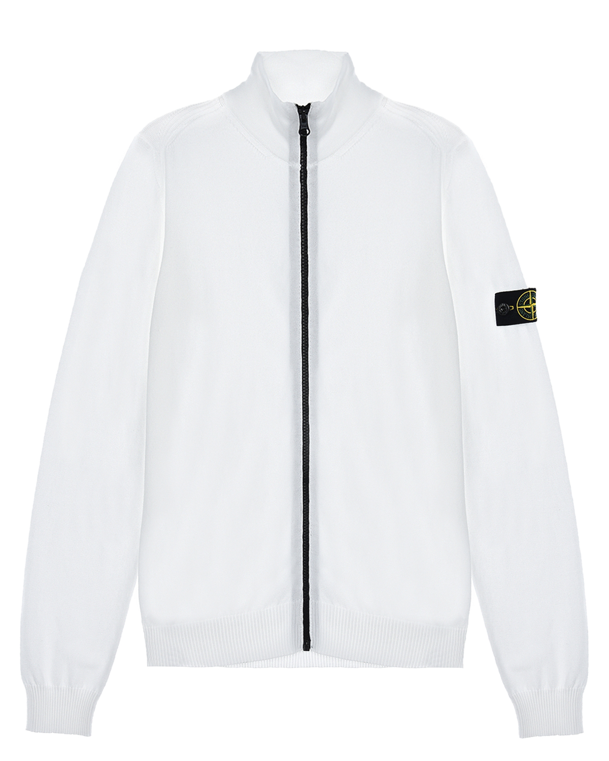 Белая спортивная куртка с лого на рукаве Stone Island детская, размер 128, цвет белый - фото 1