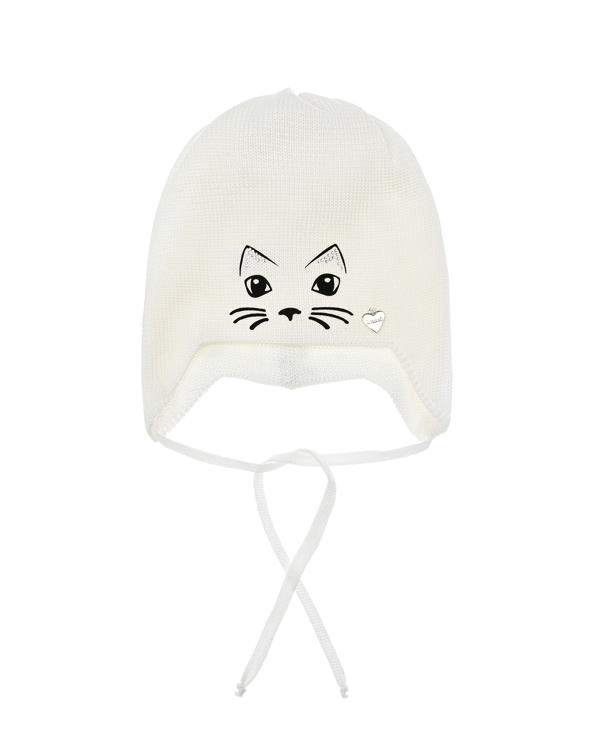 Кремовая шапка с декором "кошка" Il Trenino детская, размер 41/43, цвет кремовый - фото 1