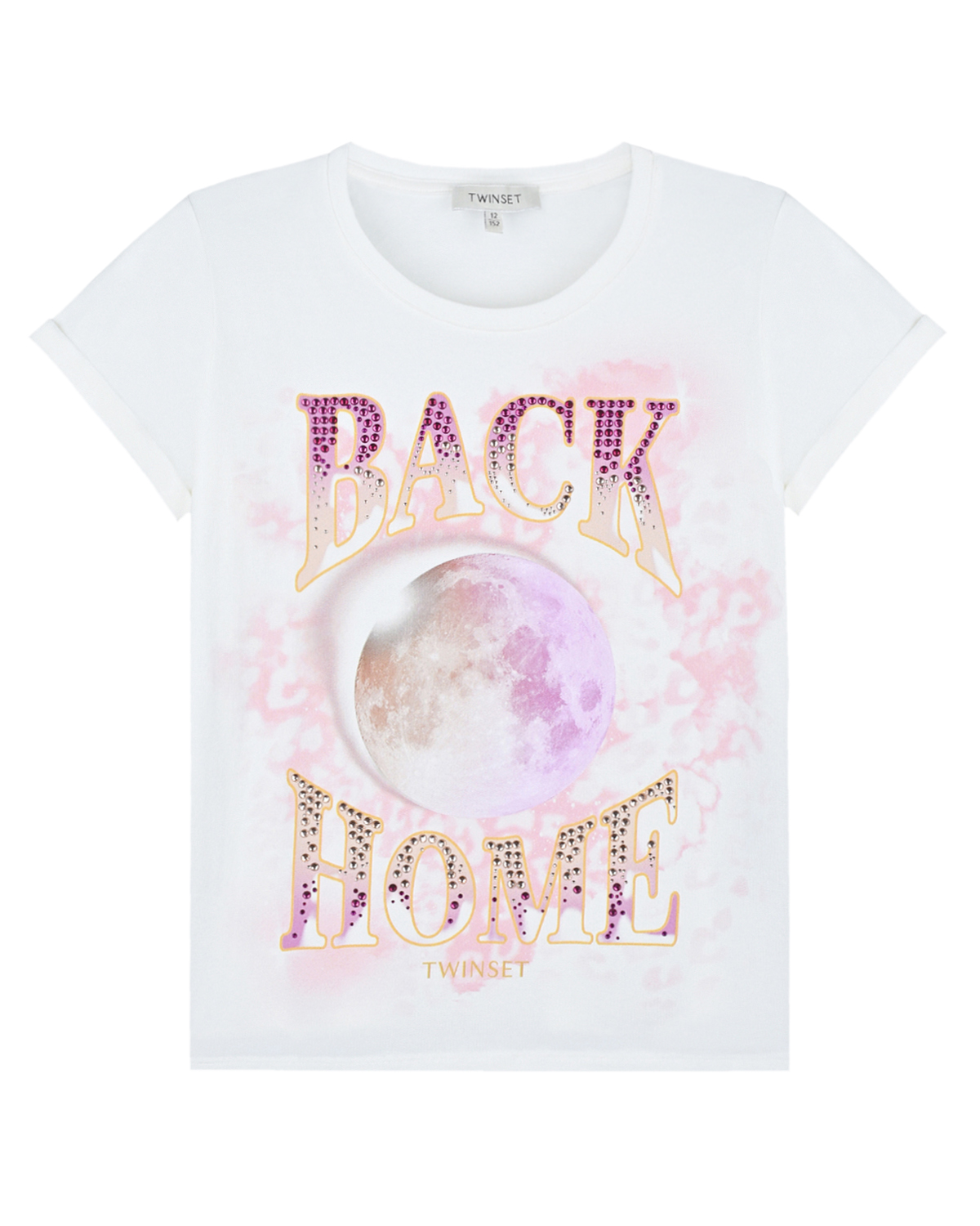 Белая футболка с принтом "Back Home" TWINSET детская, размер 140, цвет белый - фото 1