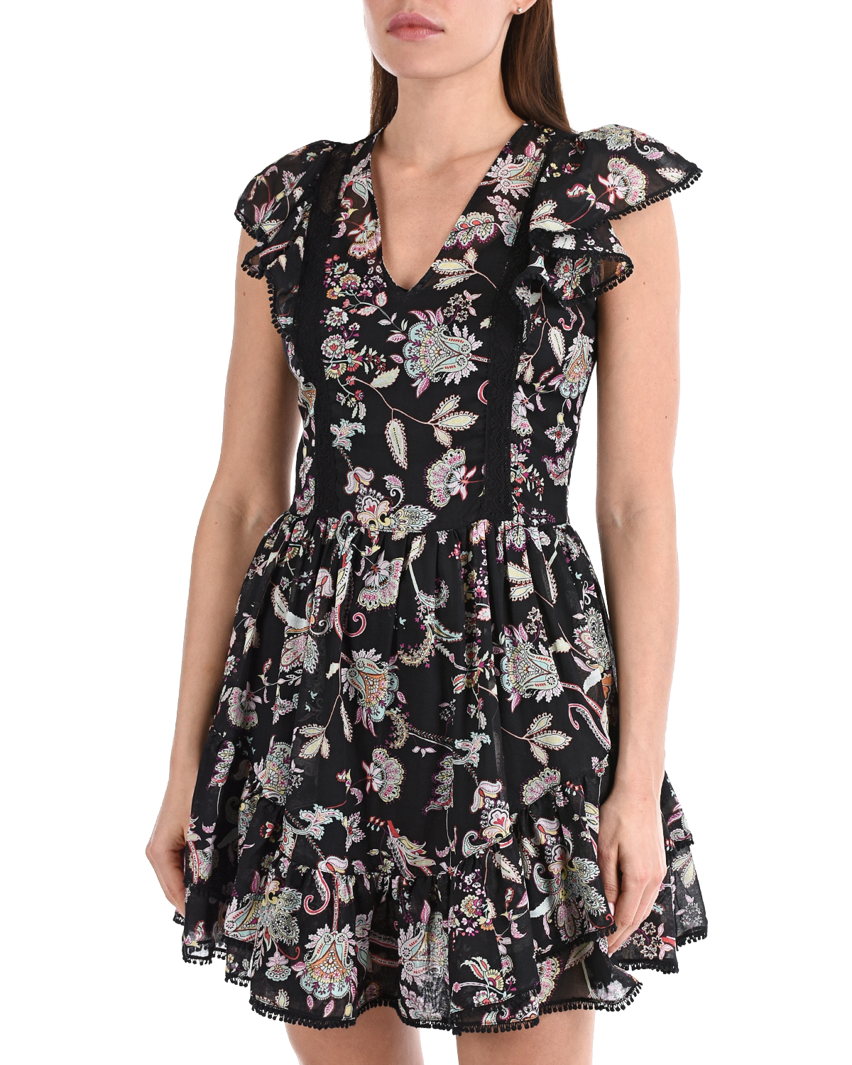 Черное платье с цветочным принтом TWINSET, размер 40 - фото 6