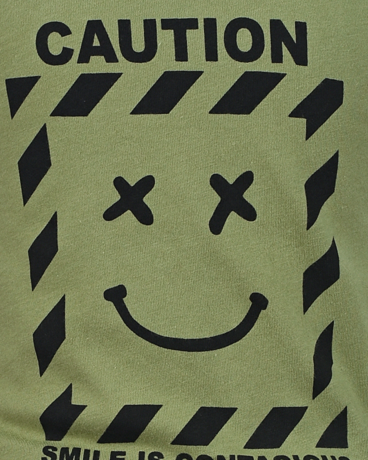 Зеленый сарафан с принтом "caution" Yporque детский, размер 104 - фото 3