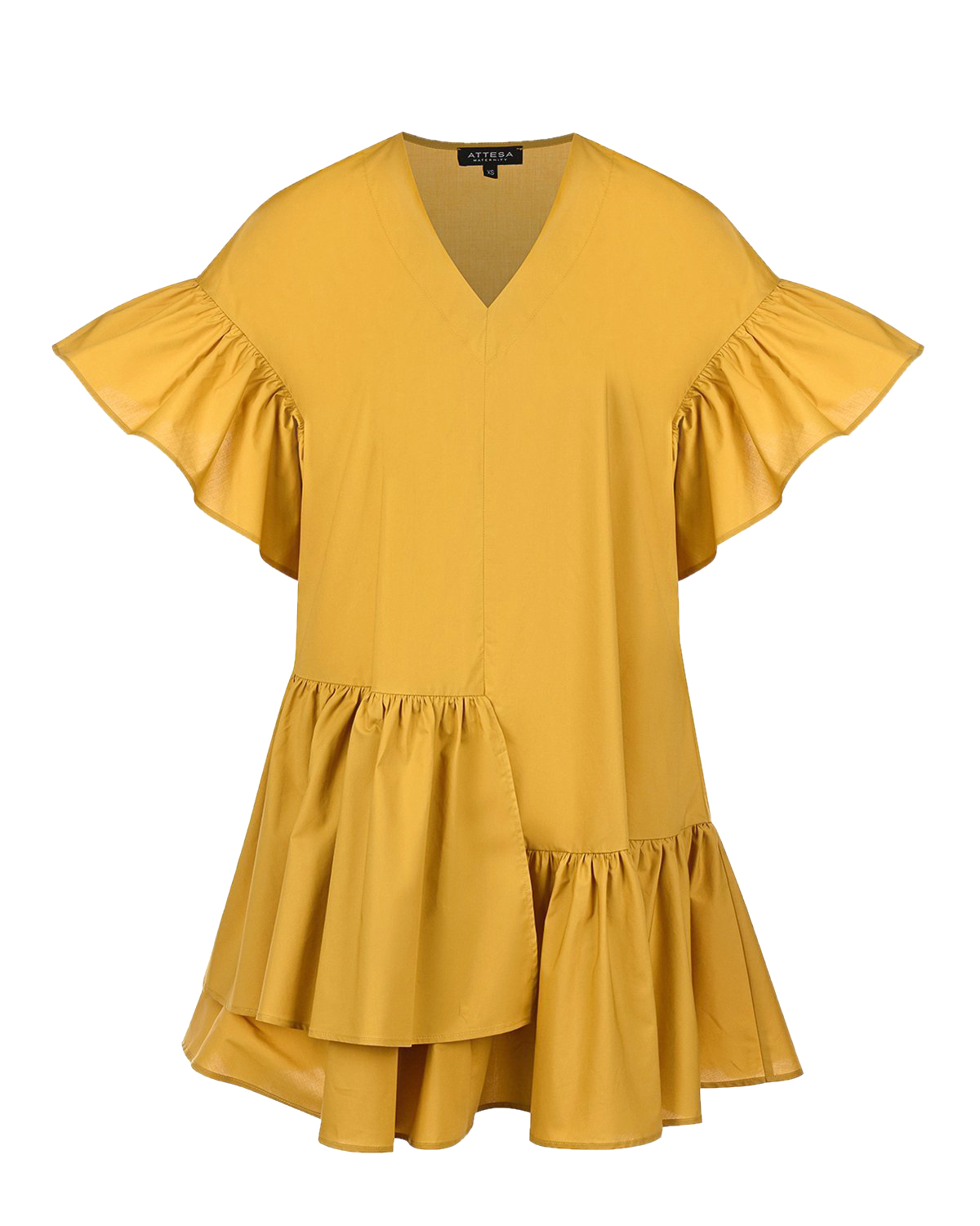 Желтое платье с воланами Attesa, размер 38, цвет желтый